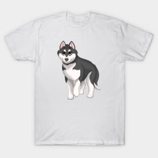 Black and White Siberian Husky Dog Brown Eyes T-Shirt